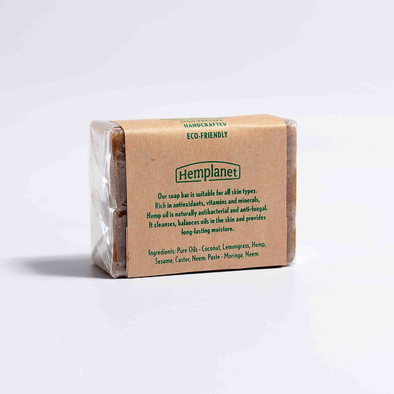 Soap | Hemp Soap Bar (Lemongrass & Moringa)- Suitable For All Skin Types - Hemplanet - 100gm