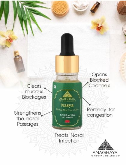 Nasya Drops | Herbal Ghrit Nasya Drops (Made With A Blend Of Moringa, Ashwagandha, Shatavari, Giloy, Jeevanti, & More) - Anaghaya - 15ml