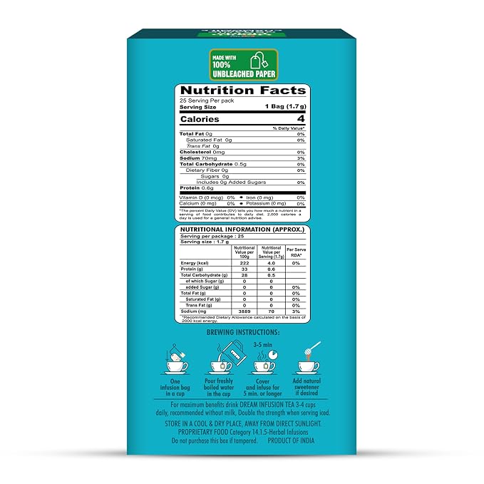 Tea | Organic Dream Infusion - 100% Aroma -Caffeine Free-No Artificial Preservatives -Health Fields – 25 Tea Bags