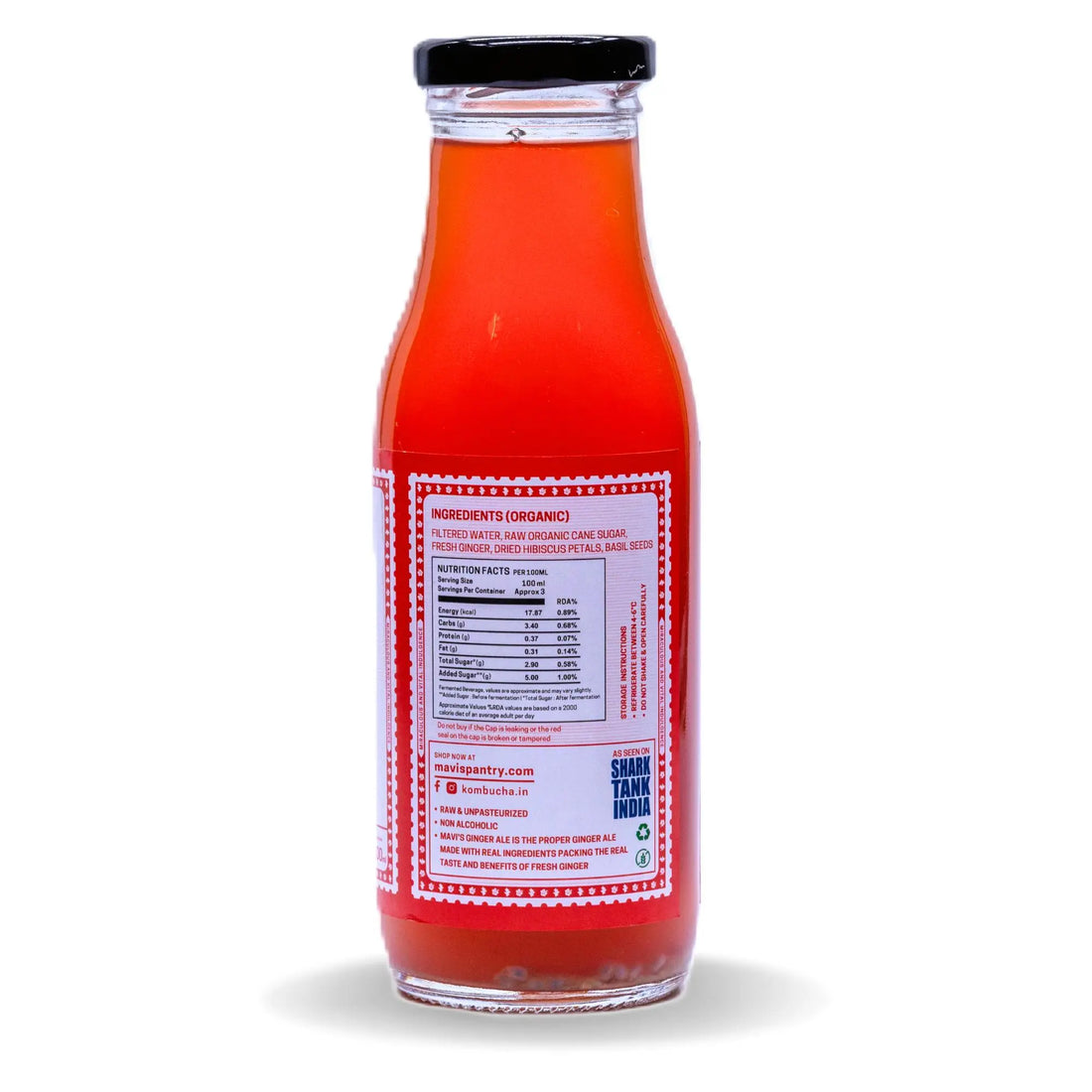 Ale | Hibiscus Ginger Ale - Raw & Unpasteurized - Non Alcoholic - No Added Flavours & No Preservatives - MAVI’s - 300ml