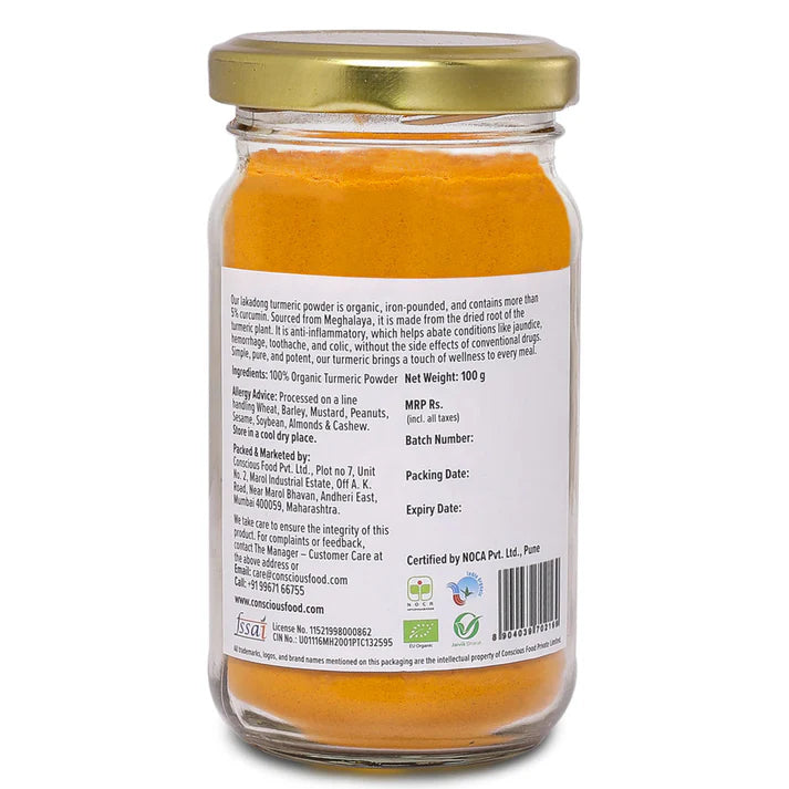Turmeric Powder | Lakadong Turmeric Powder – 5% Curcumin – Organic – Conscious Food – 100gm