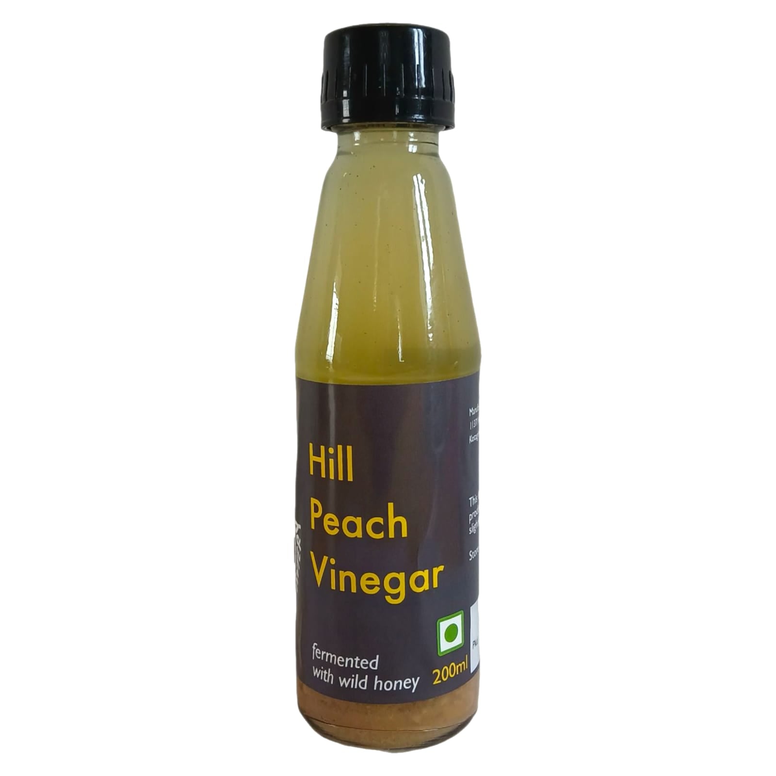 Vinegar | Hill Peach Vinegar - Fermented With Wild Honey - Salad Dressing - Marinated - Tangy Dessert Dressing - Mocktail - Cocktail - Pickling - No Added Preservatives - Sitara - 200ml