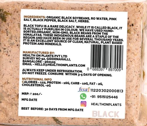 Black Tofu | Himalayan - 38gm Protein - Health on Plants - 200gm