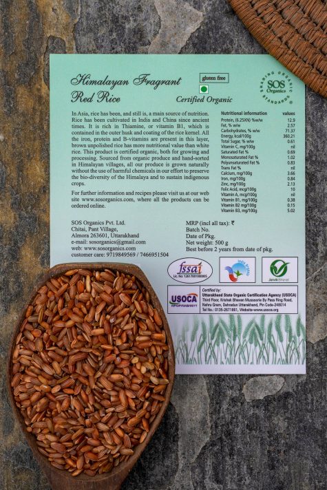 Rice | Himalayan Fragrant Red Rice – SOS Organics – 500gm