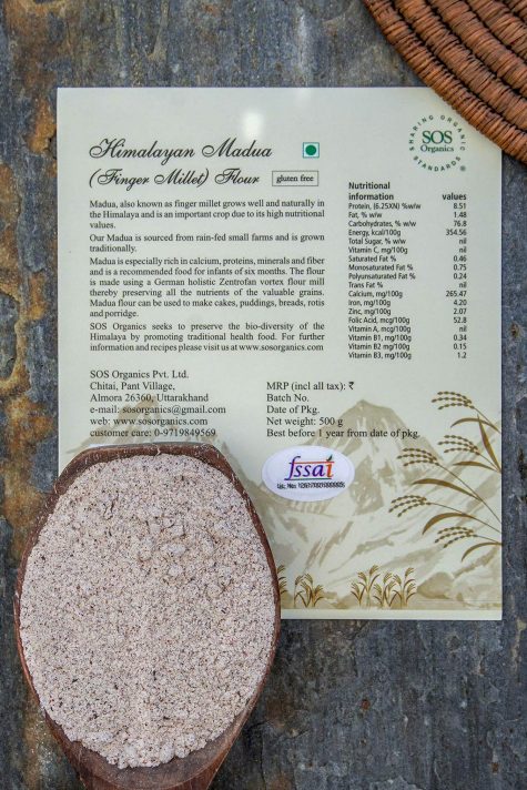 Himalayan Madua (Finger Millet) Flour | Helps Reduce Blood Glucose Levels & Rich In Calcium - SOS Organics – 500gm