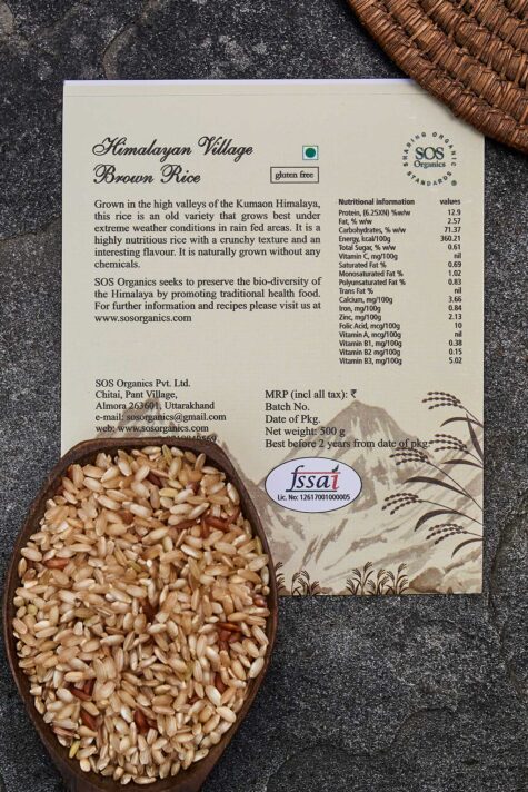 Rice | Himalayan Village Brown Rice – SOS Organics – 500gm
