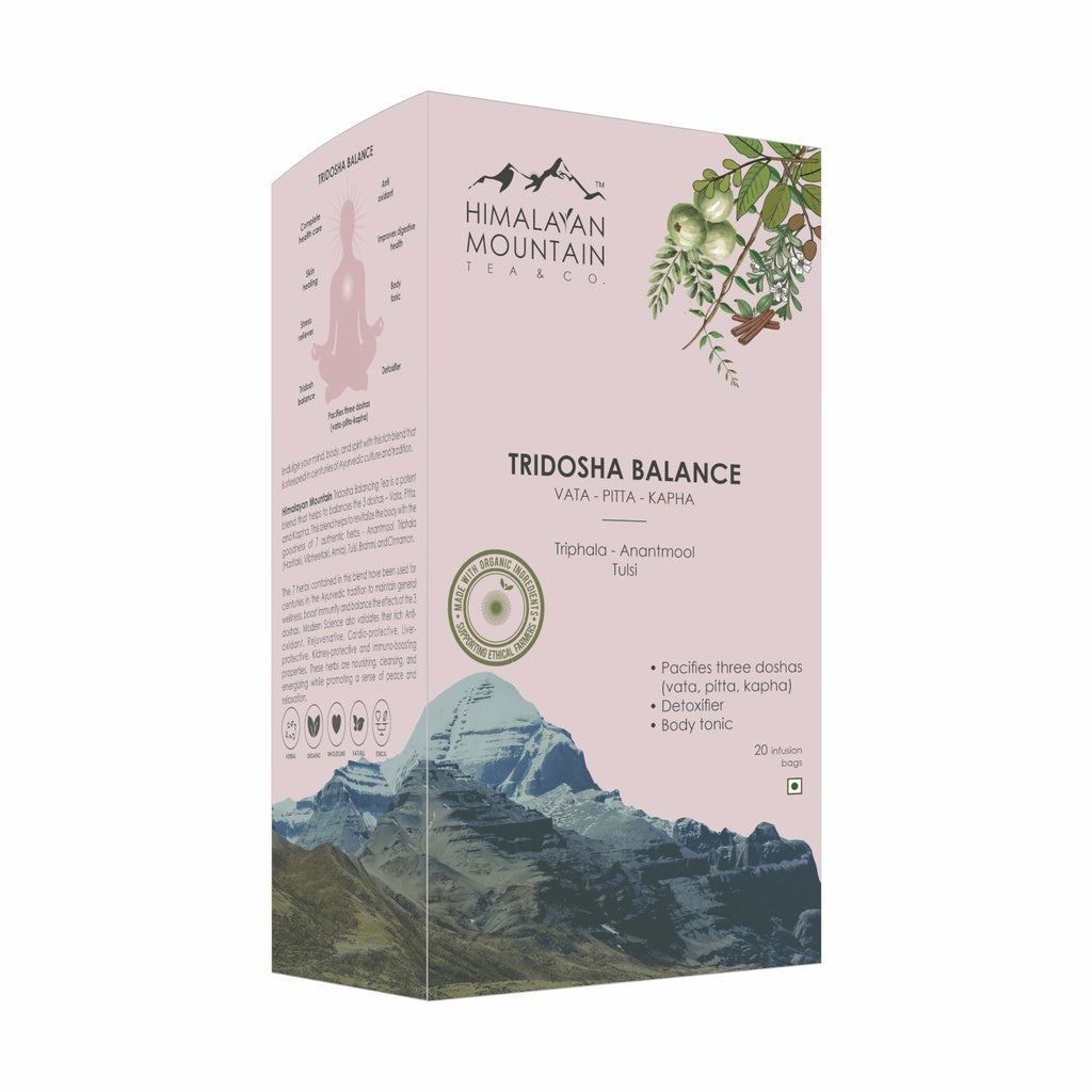 Tea | Tridosha Balance - Vata - Pitta - Kapha - Made With Ethical & Natural Herbs - Himalayan Mountain - Tea Bag 20n