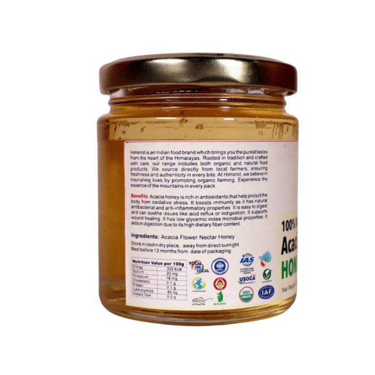 Honey | Acacia Honey - 100% Natural - USDA Organic - No Added Preservatives - Himsrot - 250gm