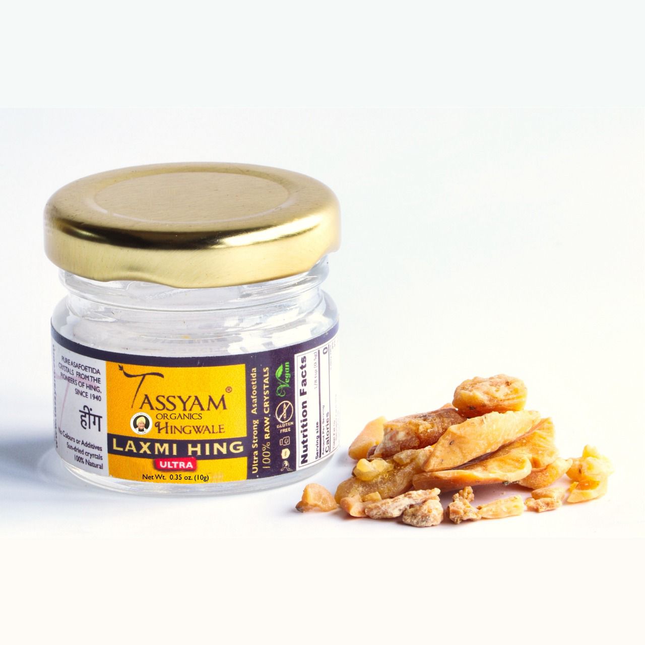Hingwale Laxmi Ultra Raw Hing Crystals - Natural - Indian - Vegan, Gluten Free & Sun Dried - Tassyam - 10gm