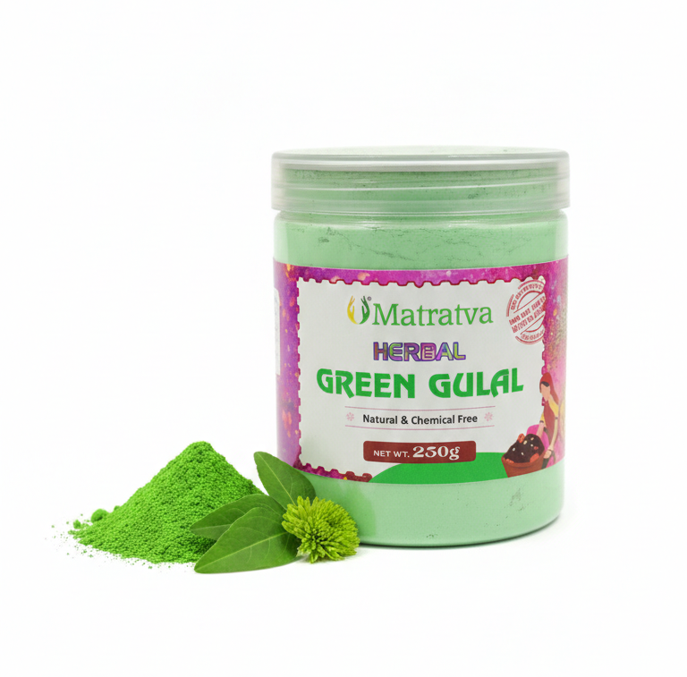 Holi Gulal | Herbal Green Gulal – Natural & Chemical Free –Hand Made, Farm Fresh- No Artificial Perfumes, No Synthetic Dyes & Stain Free – Matratva -250gm