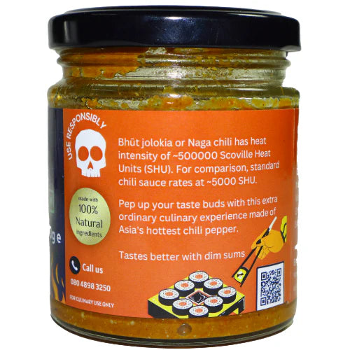 Chutney | Bhut Jolokia (Made With 100% Natural Ingredients) - Extra Hot Chutney - Homemade - Brightcrop - 150gm