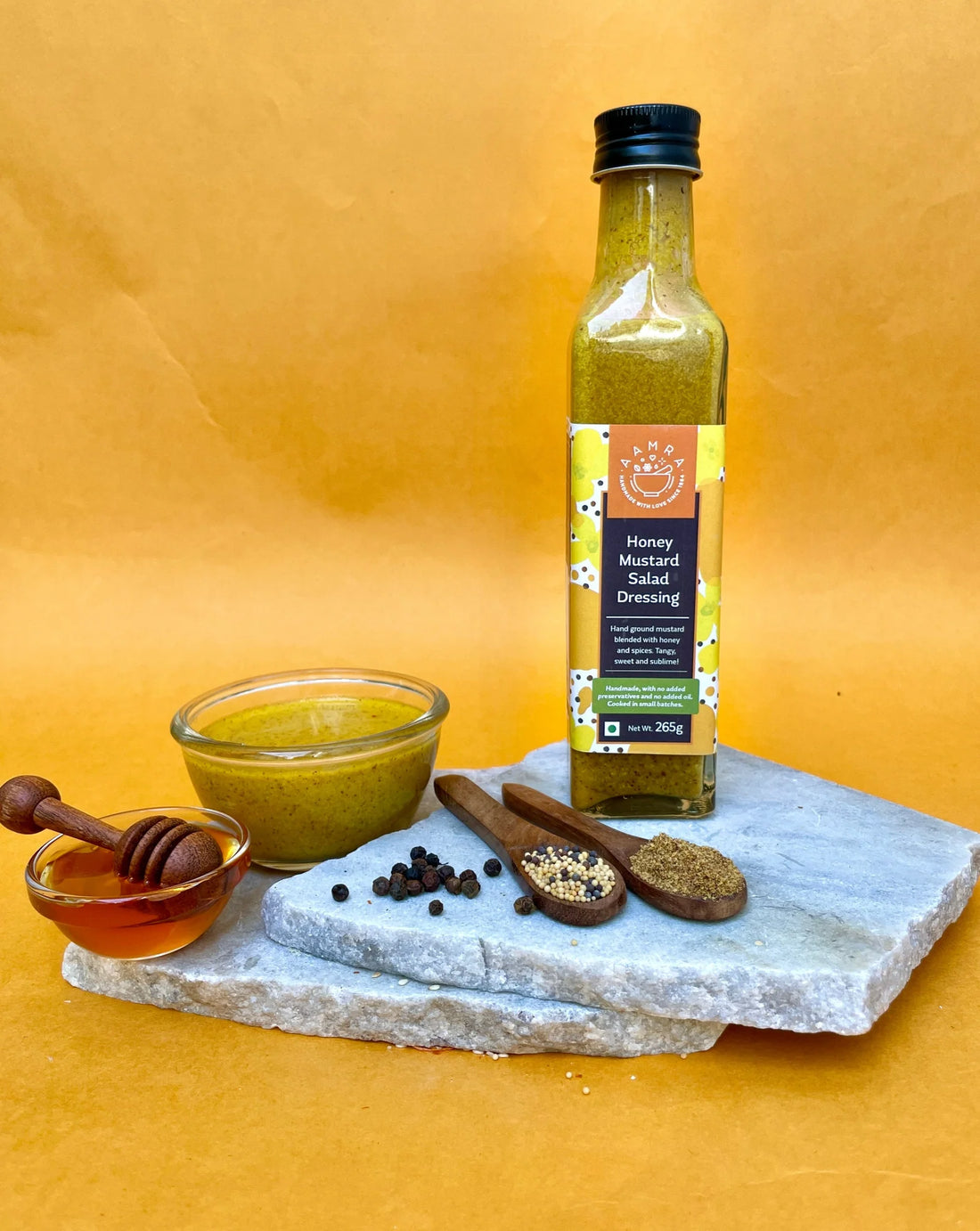 Salad Dressing | Honey Mustard Salad Dressing - No Added Preservatives & No Added Oil - Aamra - 265gm