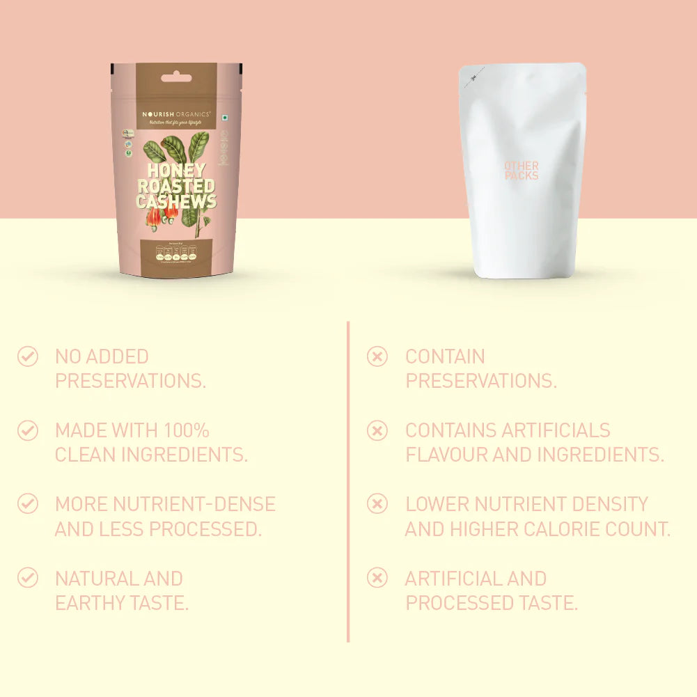 Cashews | Honey Roasted - Gluten Free, Keto Friendly & High Protein - Nourish Organics - 100gm