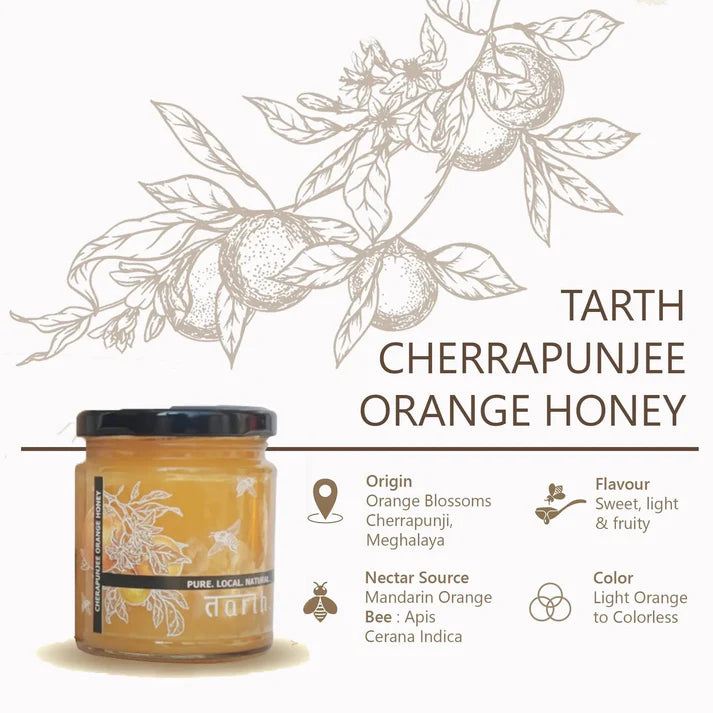 Honey | Raw Cherrapunjee Orange Honey - 100% Pure And Natural - Unprocessed - Tarth - 250gm