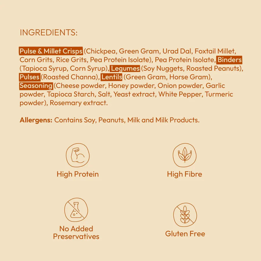 Bar |Plant Protein Bar with Lentils (Honey Cheese) – 6g Protein – Gluten Free, No Added Sugar, No Added Preservatives, No Artificial flavours, No Palm Oil– Earthy Origins – 15gm