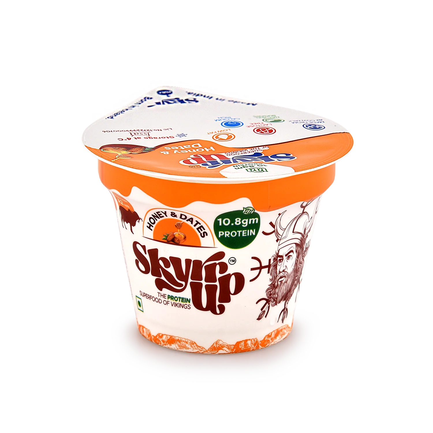 Yogurt | Honey & Dates (Made From A2 Milk) - Natural Sugar, 10.8gm Protein, Fat Free & Lactose Free - Skyrrup - 100gm