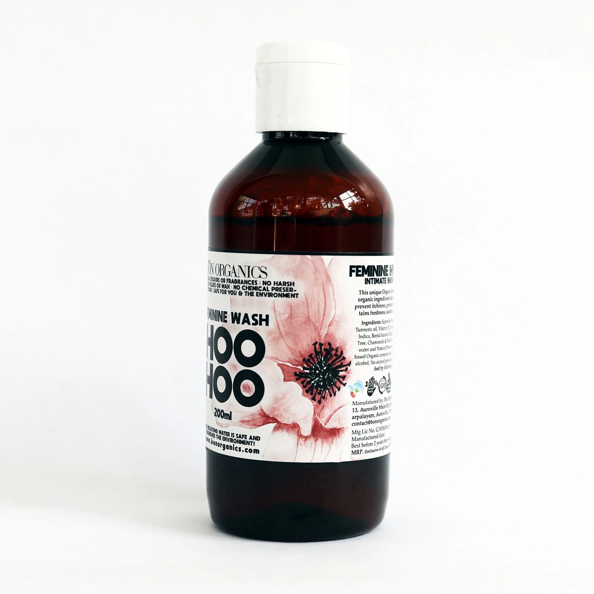 Feminine Wash | Hoo Hoo Feminine Hygiene Wash - No Harsh Chemicals & No Sulphates - Bon Organic - 200ml