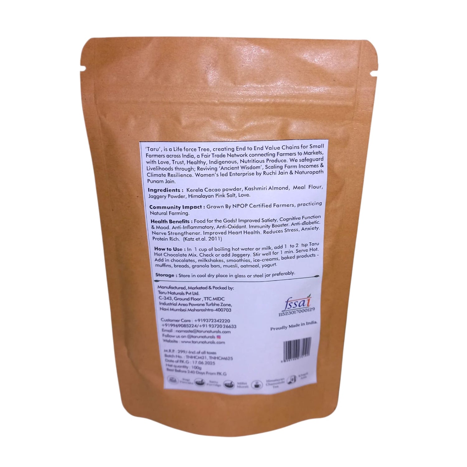 Hot Chocolate | Vegan – Taru Naturals – 100gm