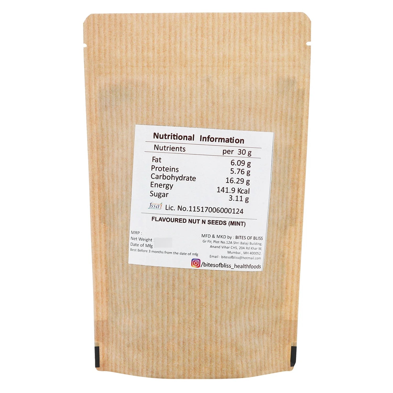 Date N Seed (Mint) - Vegan, Gluten Free, No Added Sugar & No Added Preservatives - Bites Of Bliss - (Pack Of 5) - 150gm