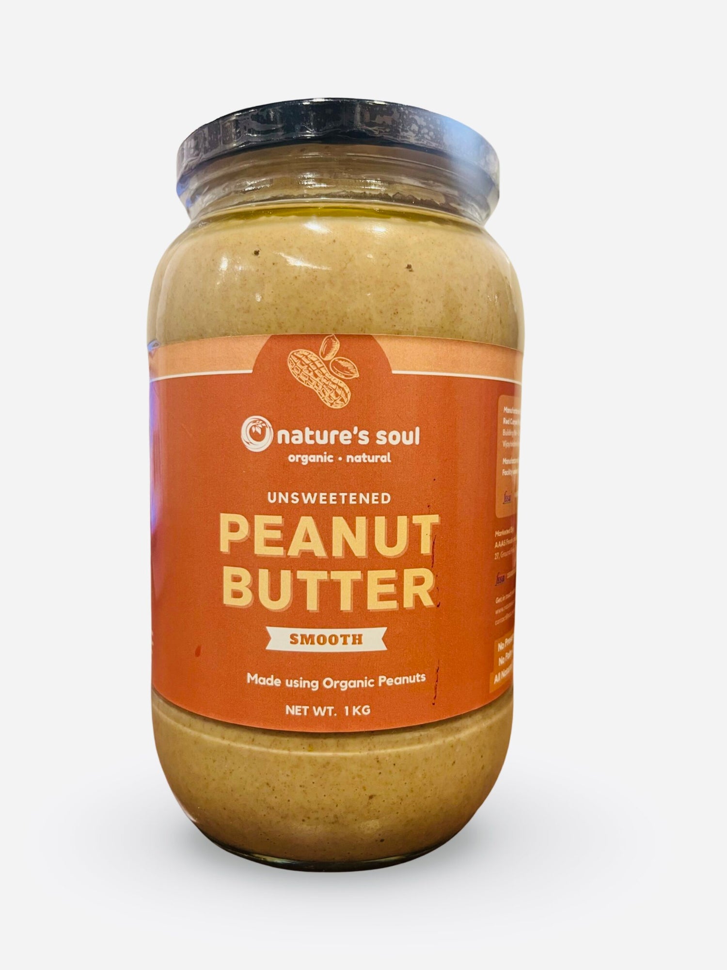 Peanut Butter | Smooth - Unsweetened - Vegan - No Preservatives, No Palm Oil, No Artificial Flavour, Non GMO Peanuts - Nature&
