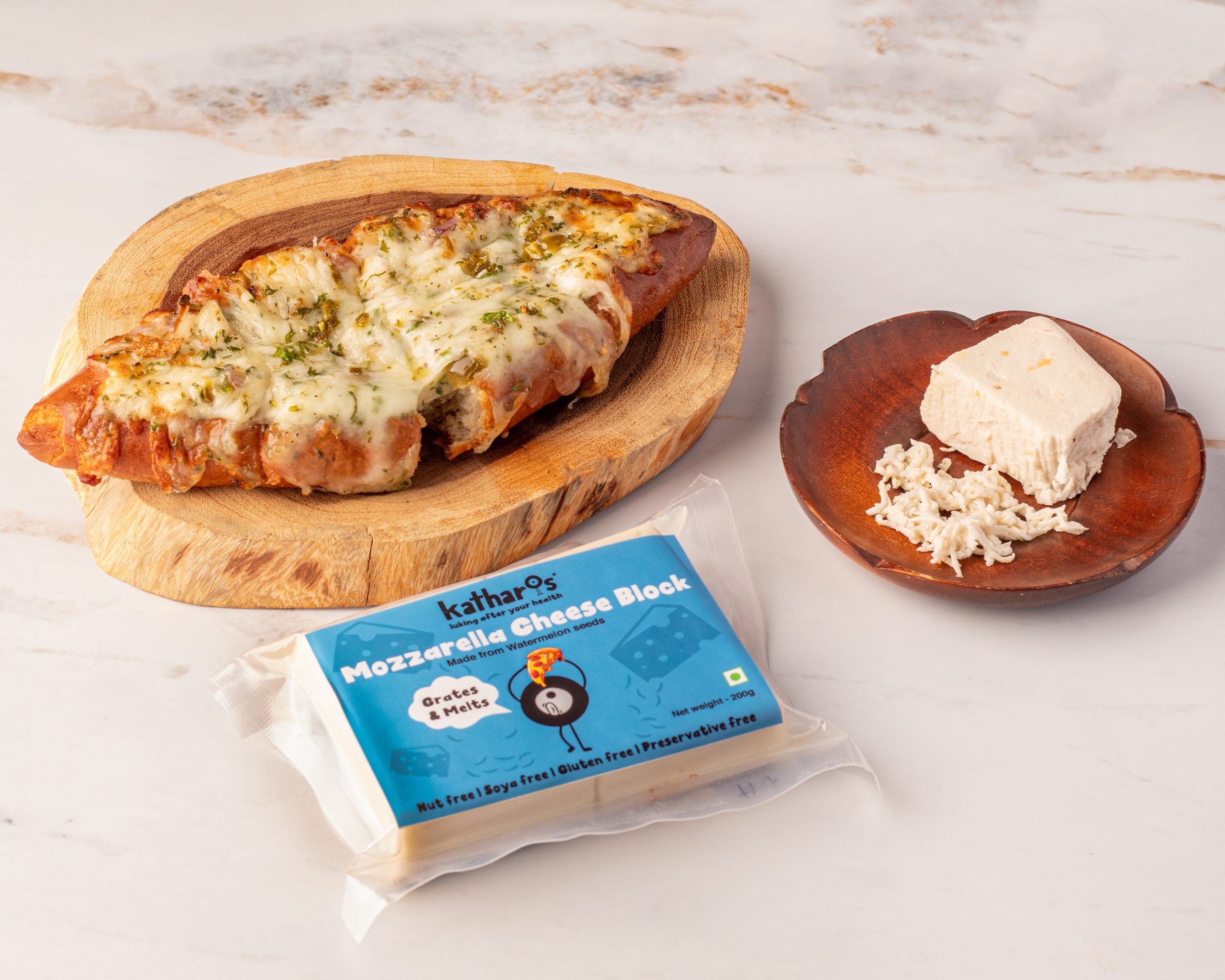 Vegan Mozzarella Cheese | Block (Grated & Melts) - Natural - Indian - Gluten Free, Sugar Free, Nut Free, Dairy free, Chemical Free, Trans Fat Free, Cholesterol Free & Soya Free – One Good Veganarke - 200gm