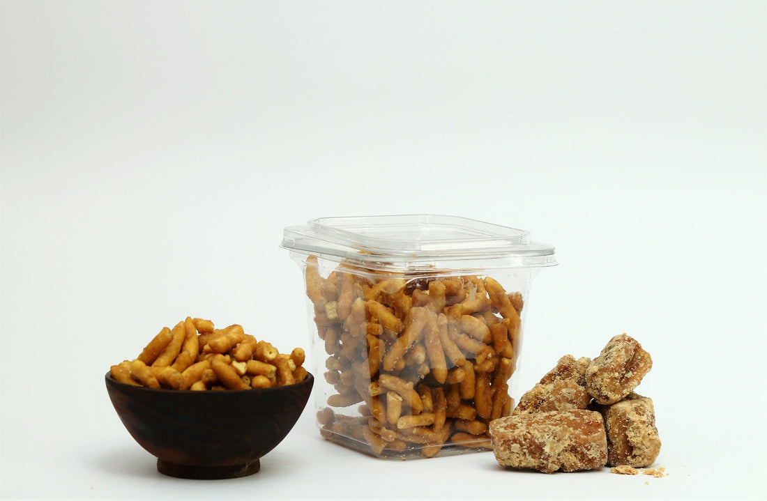 Gud Sev | Crunchy Gur Sev - Ready To Eat Jaggery Sev - Organic - No Added Preservatives, Color & No Added Soda - Matratva - 250gm