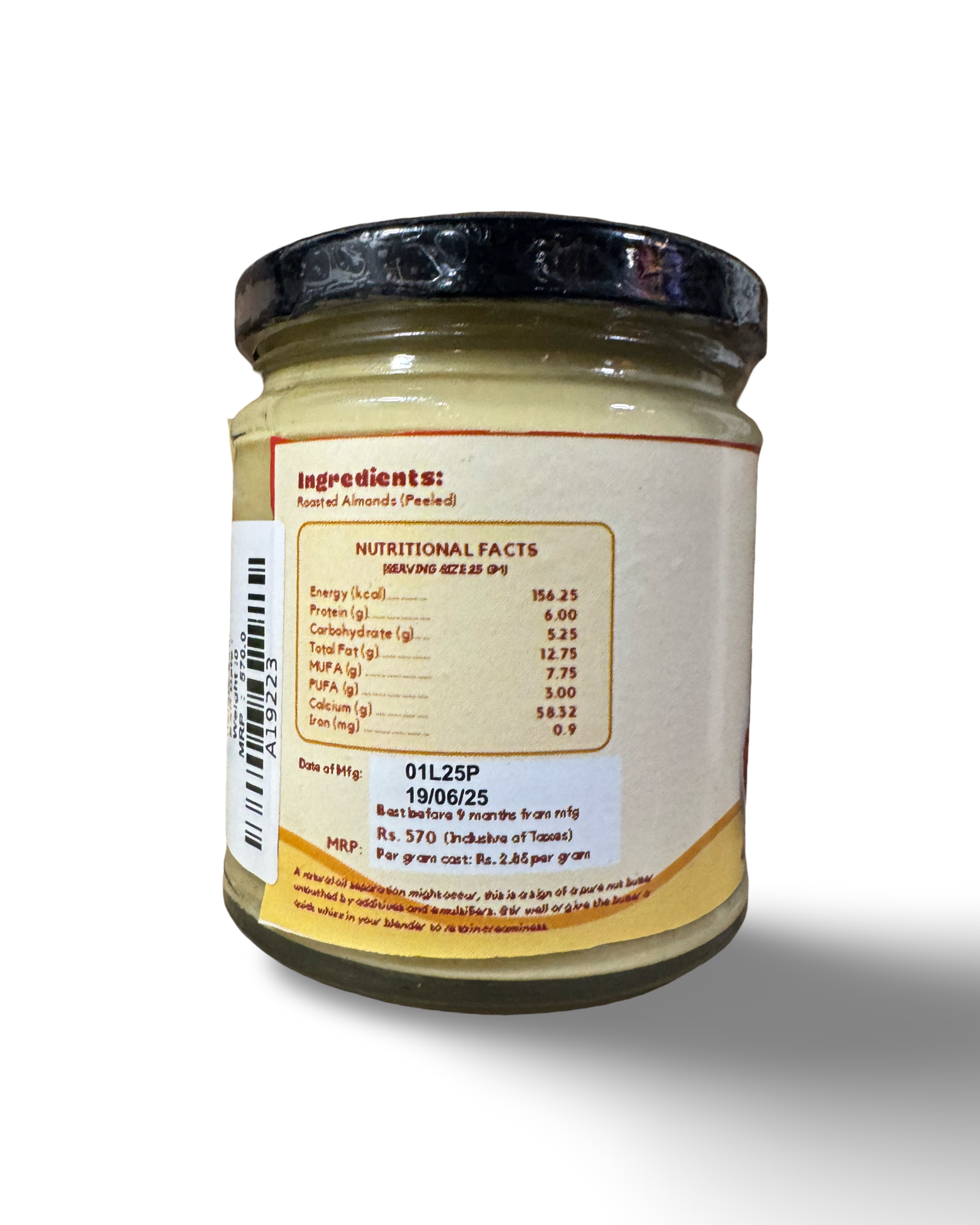 Almond Butter - Unsweetened - Made from Certified Organic Blanched Almonds - Nature&