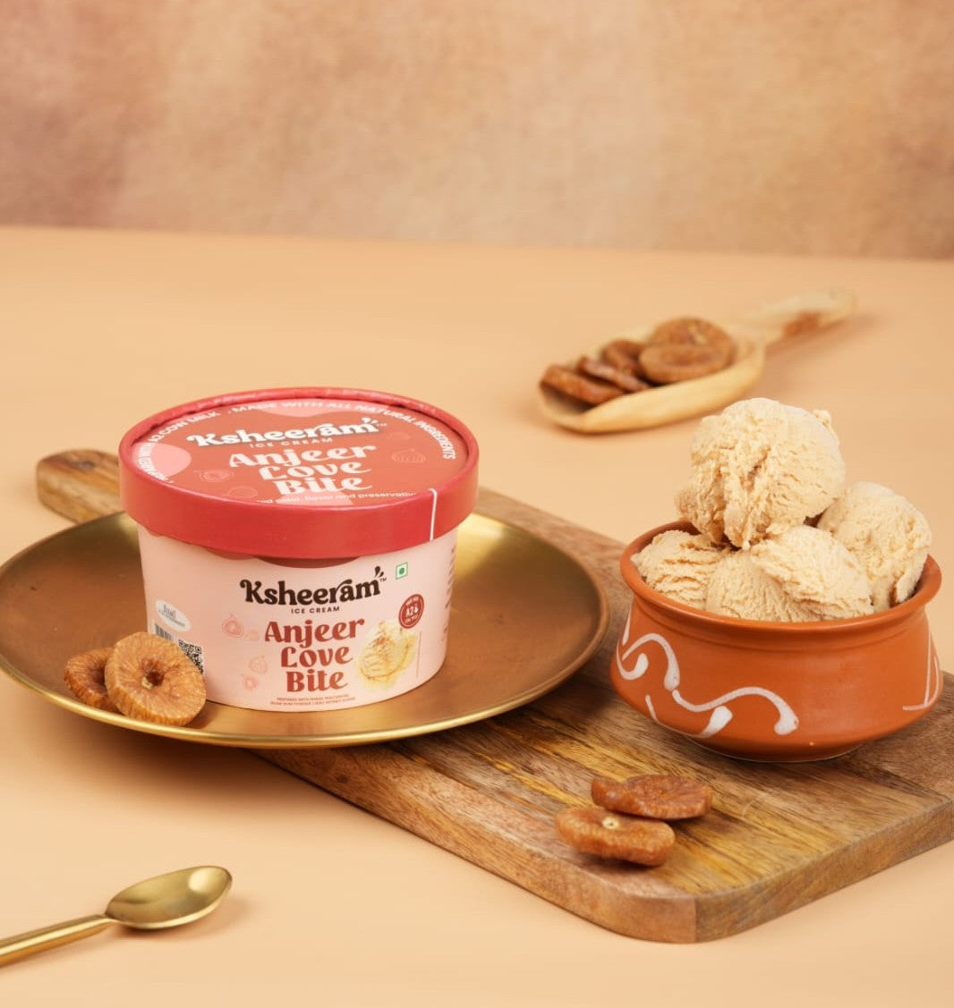 Ice Cream | Anjeer Love Bite -Sweetened with Dhaga Mishri - Prepared With A2 Cow Milk- Zero Preservatives, No Refined Sugar & Zero Added Colour and Artificial - Ksheeram Ice Cream – 200 gms