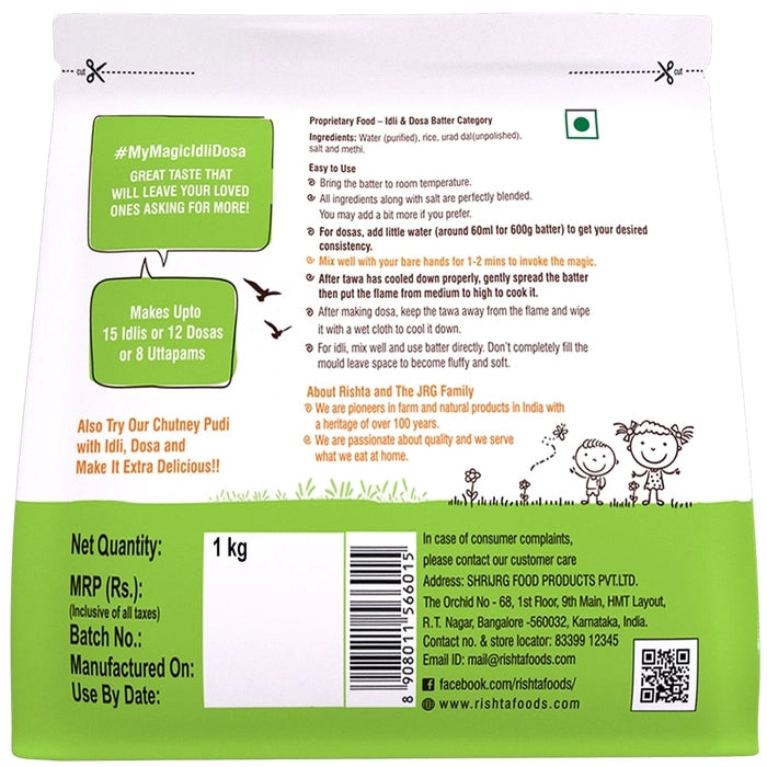 Idli, Dosa & Uttapams Batter - Rishta Foods - 1000gm