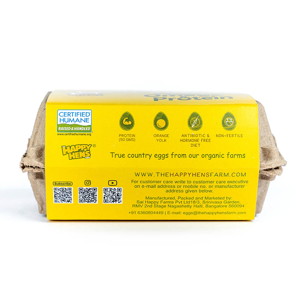 Eggs | Free Range Eggs (Omega 3) – Supplemented With Herbs – Antibiotic & Hormones Free Diet – No Fertile, Rich In Carotenoid & Protein – Happy Hens – 6Pieces