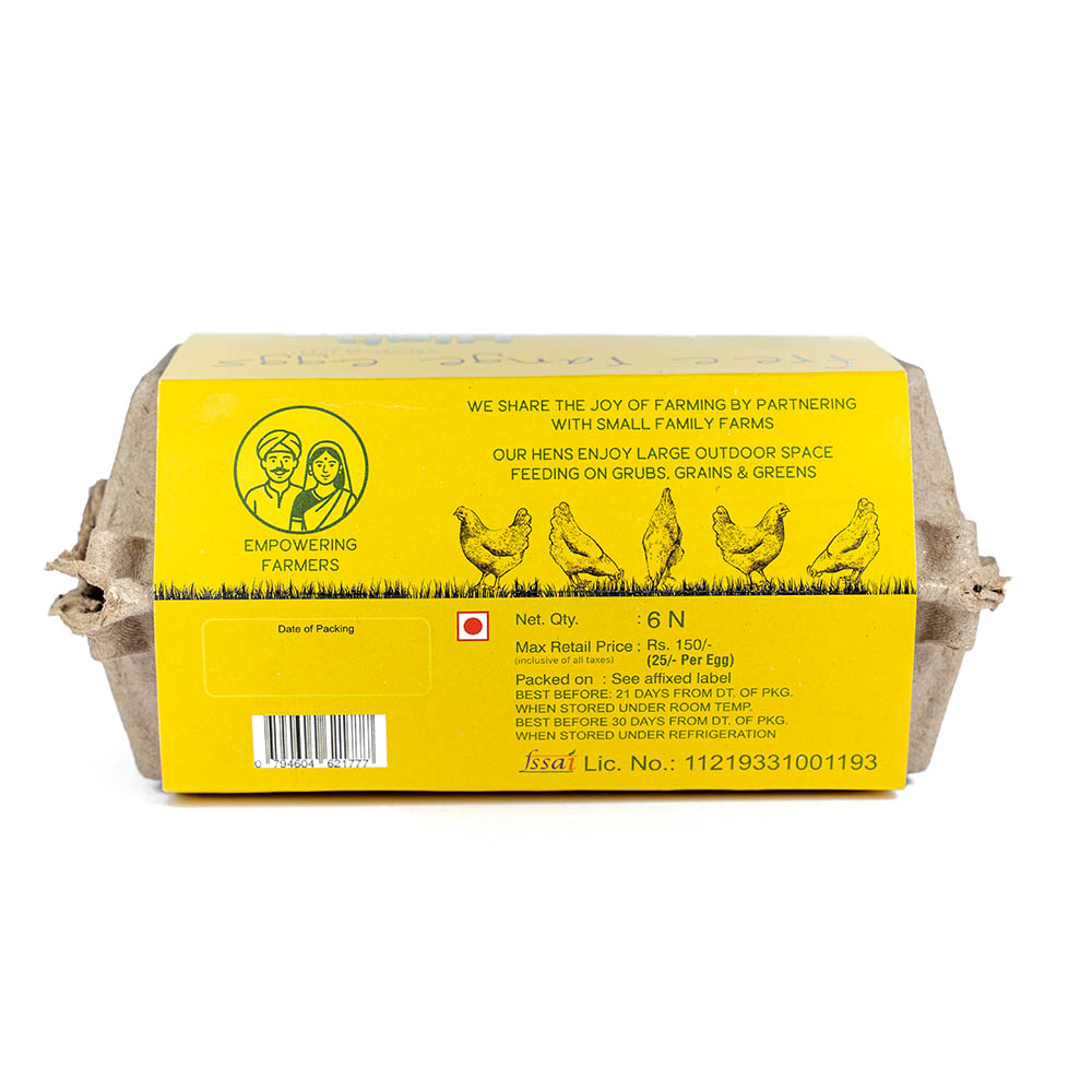 Eggs | Free Range Eggs (Omega 3) – Supplemented With Herbs – Antibiotic & Hormones Free Diet – No Fertile, Rich In Carotenoid & Protein – Happy Hens – 6Pieces