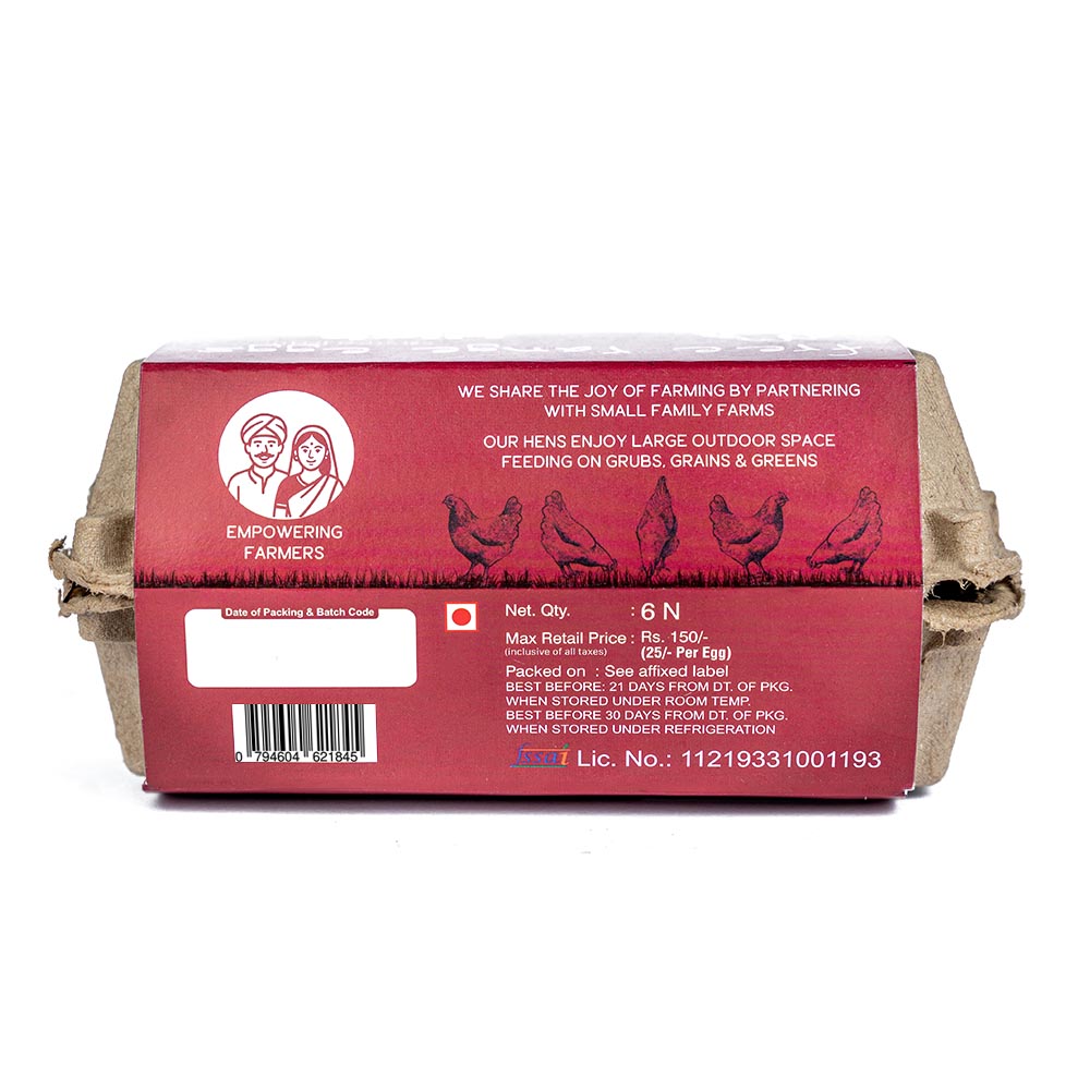 Eggs | (Fola+) – Free Range Egg – No Antibiotic & Hormone Free – Folate, Vitamin B9 Enriched Eggs, Increase Rbc, Healthy Heart & Immunity Booster – Happy Hens – 6pcs