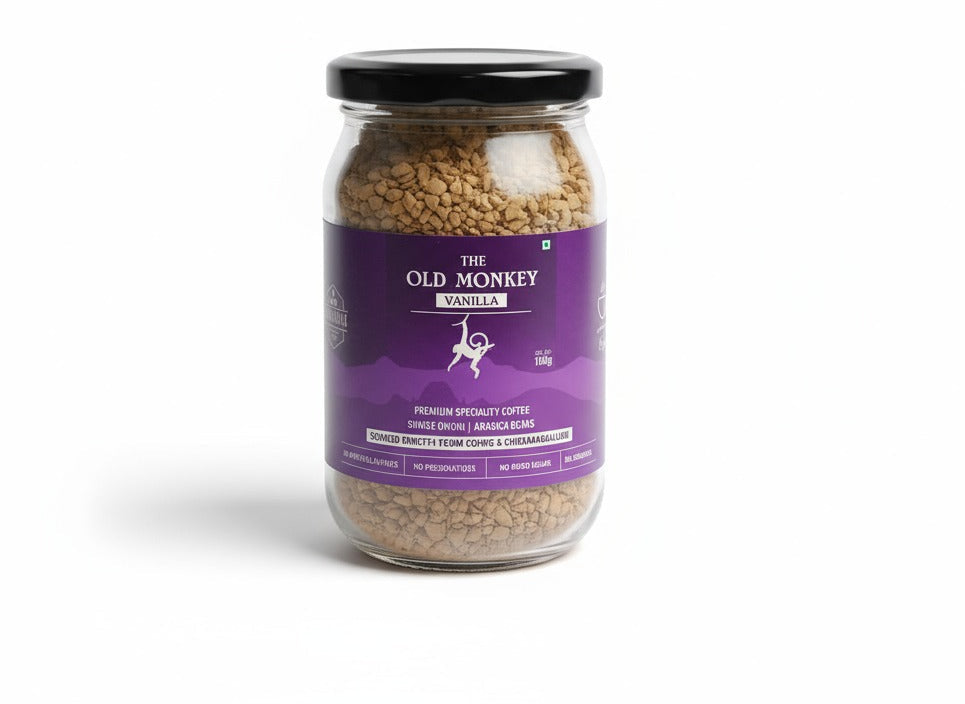Coffee | Instant Vanilla Coffee -No Added Flavours, Preservatives & No Added Sugar - The Old Monkey - 100gm