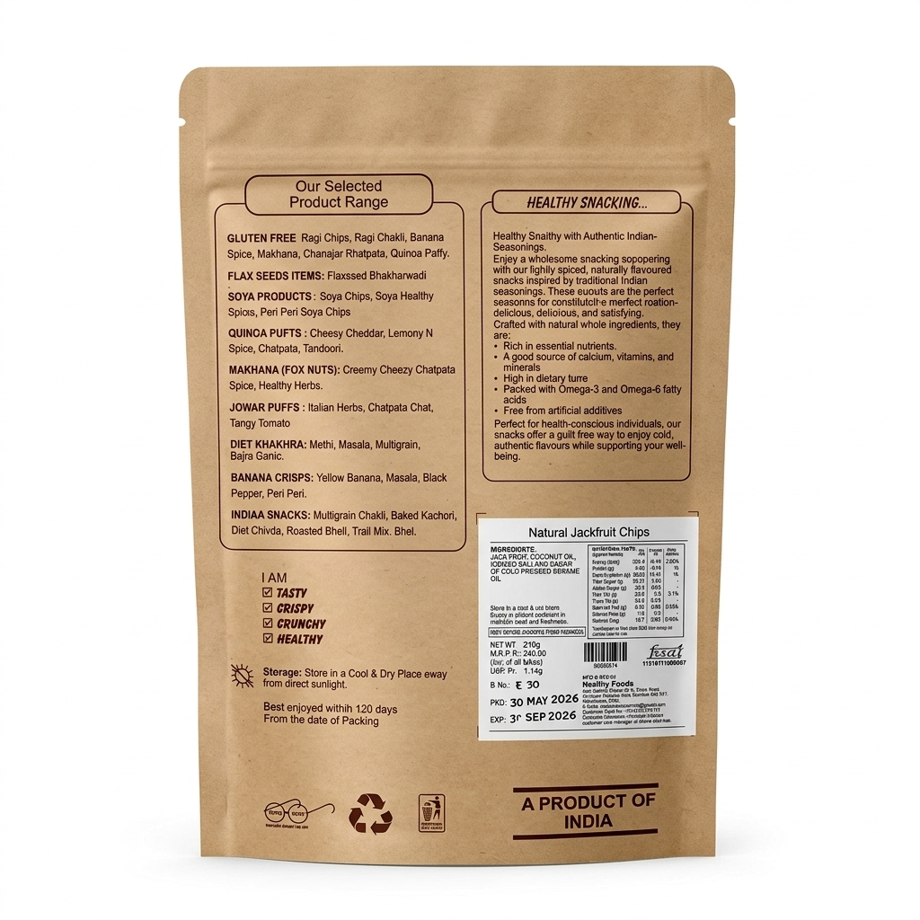 Chips- Natural Jack Fruit Chips - Gluten Free-No Preservative-No Trans Fat- High Energy -100%- Healthy Delicacy-210gm