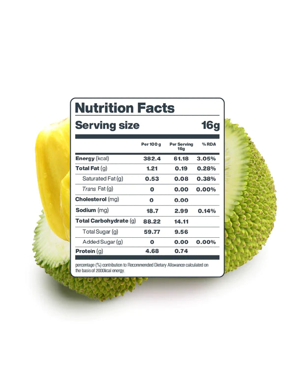 Jackfruit Chips | Dried - Natural - Vegan, Gluten Free, No Preservatives & No Added Sugar - Moon - 16gm