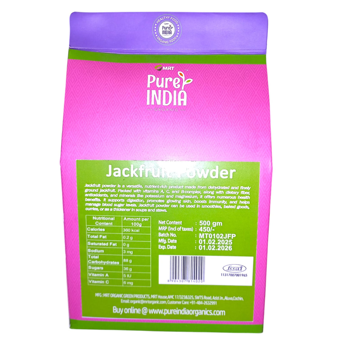 Jackfruit Powder | Used In Smoothles, Baked Goods, Curries, Or As A Thickener In Soups And Stews – No Additives & No Added Preservatives – Mrt Organic – 500gm