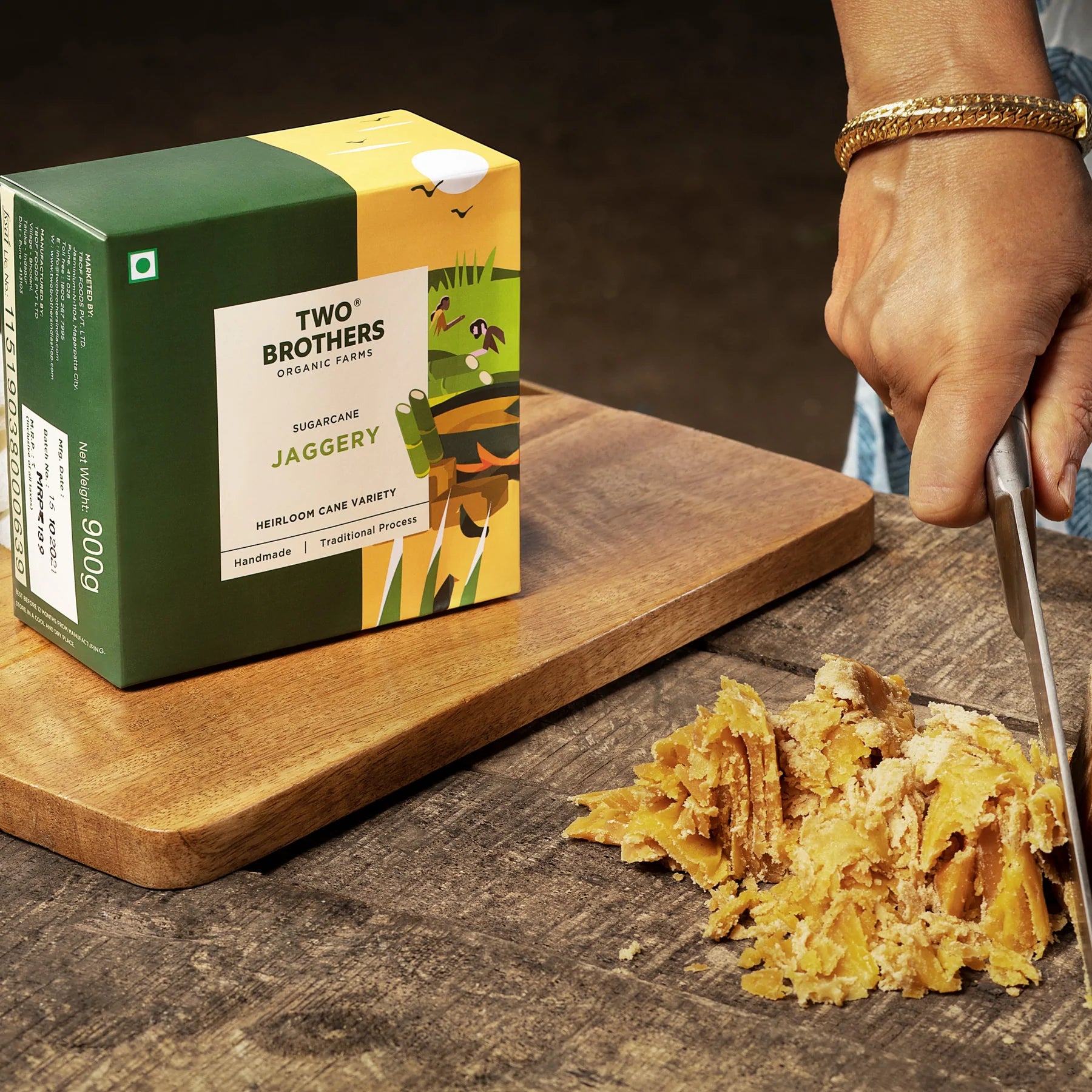 Jaggery | Sugarcane Block (Heirloom Cane Variety) - Handmade - Traditional Process - Natural - Antioxidants - Two Brother - 900gm