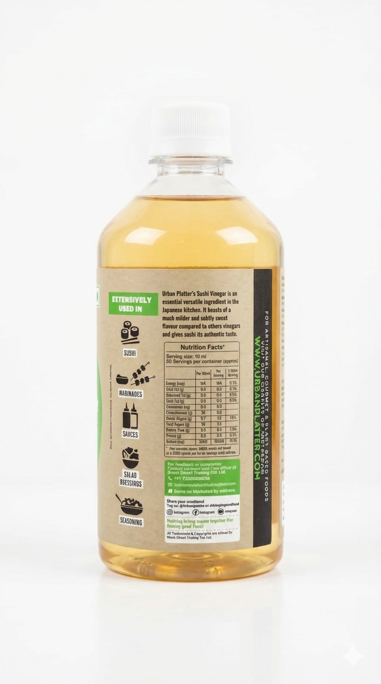 Rice Vinegar | Japanese Style Sushi Rice Vinegar(Awasezu) - Pre-Seasoned with Salt and Sugar - Sushi Rice Seasoning - Traditionally Brewed - Perfect For Soups & Stews - All Natural - No Artificial Flavors & Preservatives - Urban Platter - 500ml