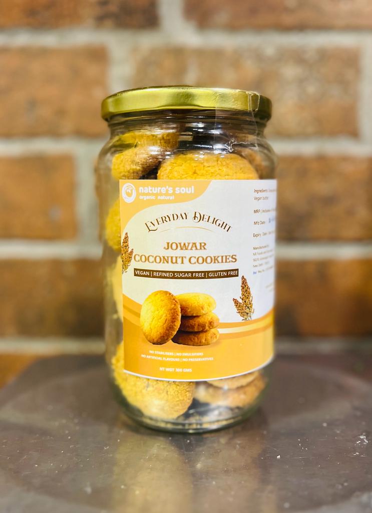 Jowar Coconut Cookies | Everyday Delight - Vegan, Gluten Free, Refined Sugar Free, No Stabilizers, No Emulsifiers, No Artificial Flavors & No Preservatives - Nature&