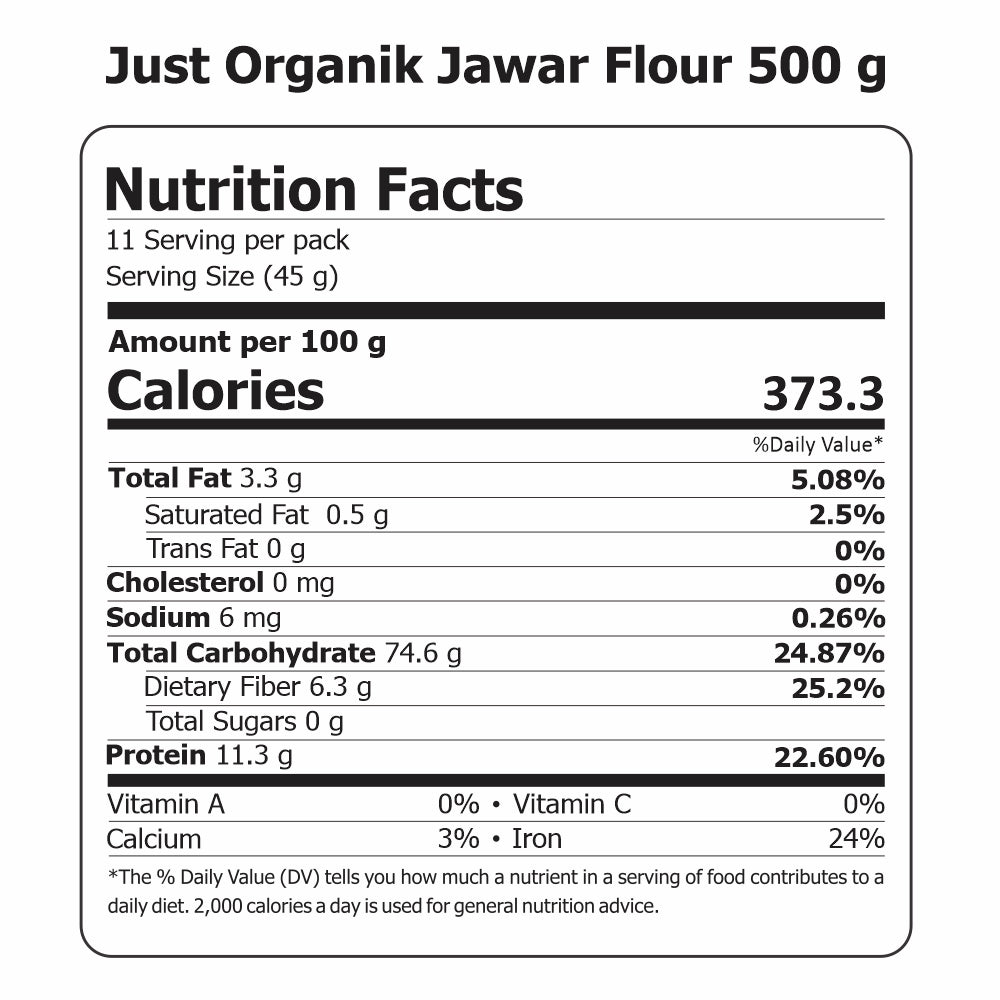 Jowar Flour - Gluten Free - Just Organik - 500gm