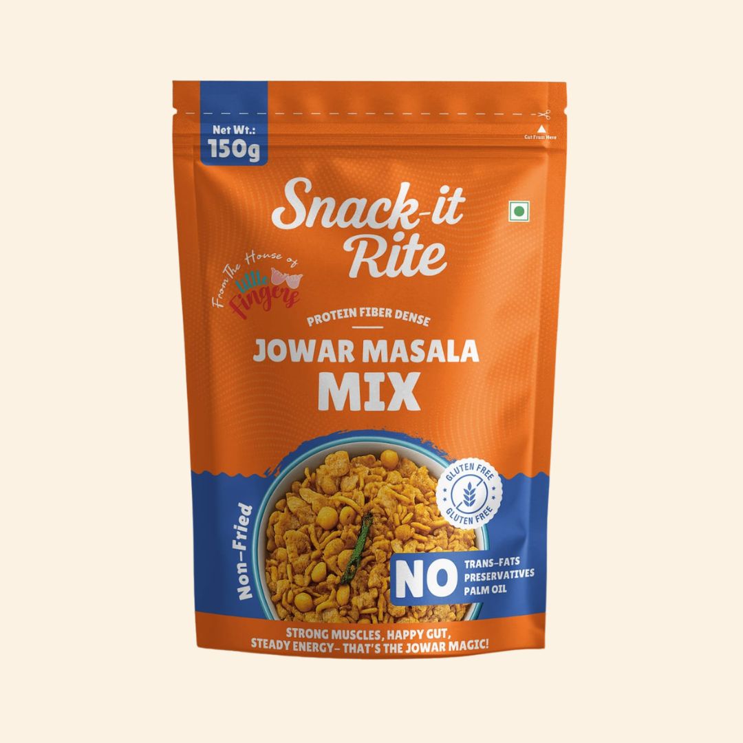 Jowar Masala Mix - Gluten Free -Non Fried, Gluten Free- No Added Preservatives ,No Palm Oil –Little Fingers ( Snack It Rite)– 150gm