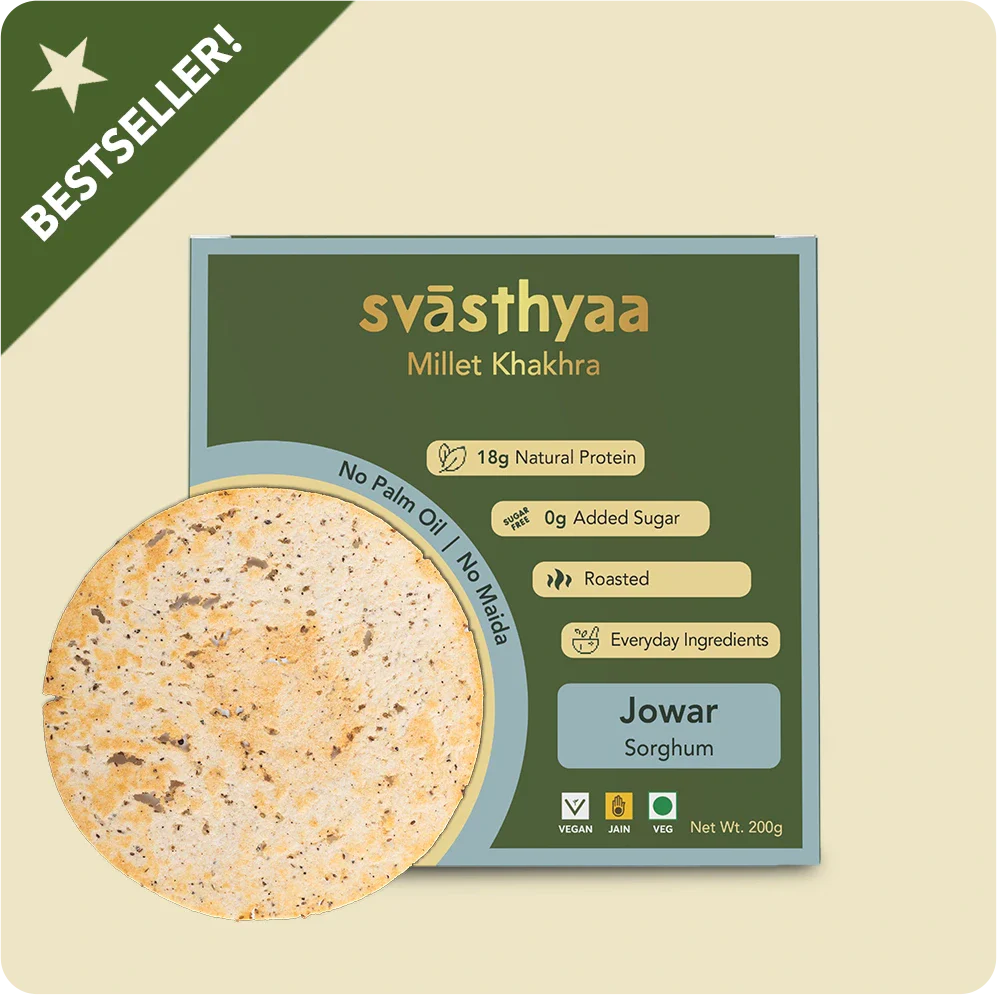 Millet Khakhra | Millet Jowar Khakhra – Roasted – Vegan, Jain Friendly, No Maida & Low Gi – Svasthyaa – 200gm