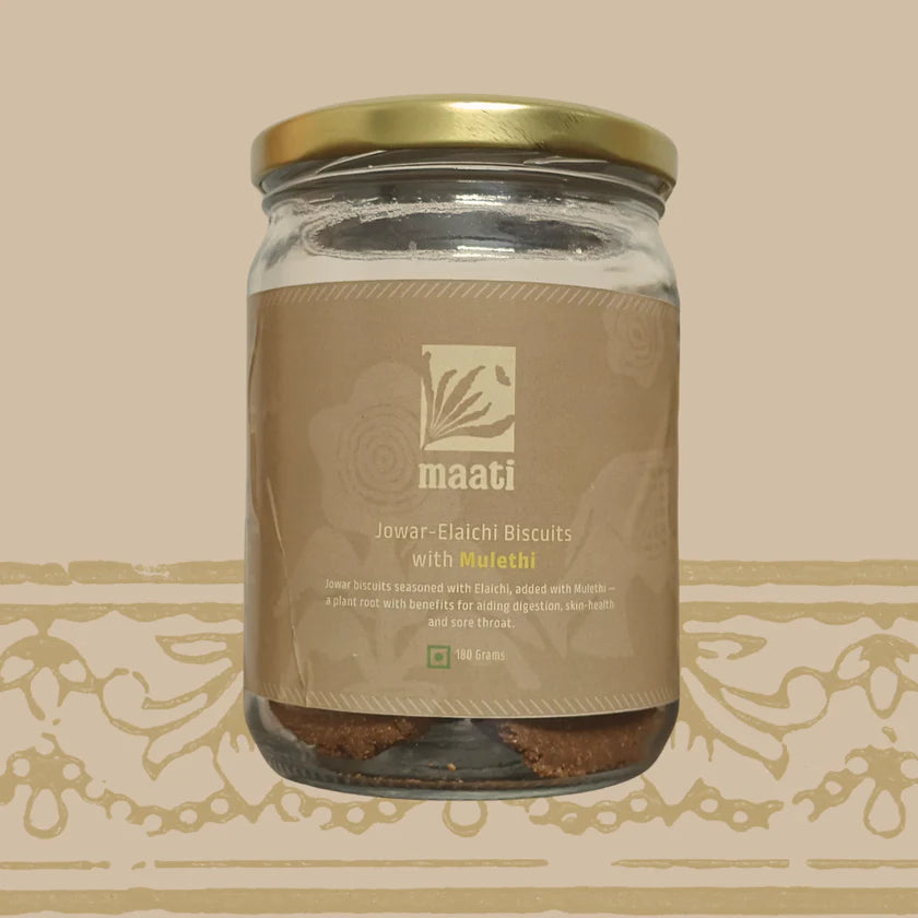 Biscuits | Jowar Elaichi Biscuits with Mulethi - No Added Preservatives & No Refined Sugar - maati - 180gm