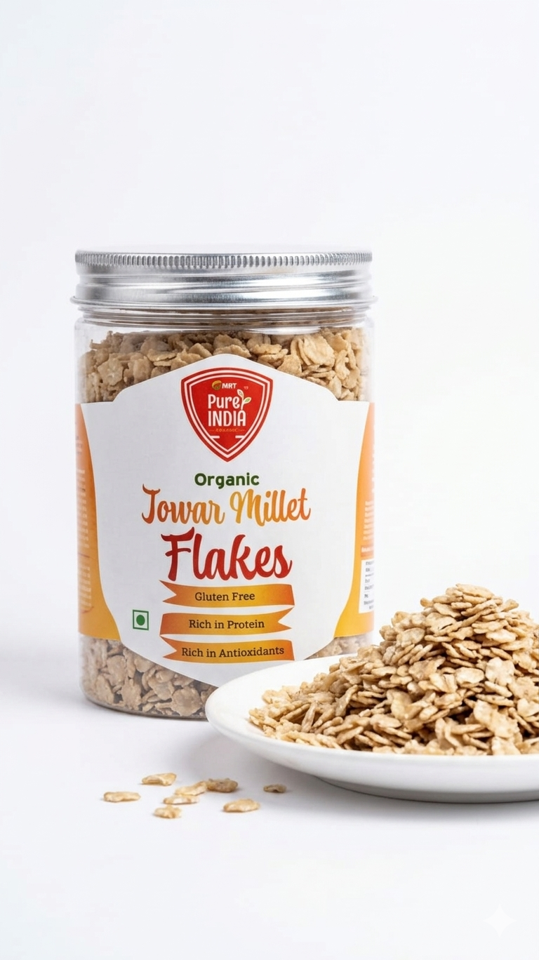Flakes| Jowar Millet Flakes -Gluten Free-Rich In Protein ,Antioxidants- No Preservatives, High In Dietery Fibre & Zero Cholesterol -MRT Organics - 250gm