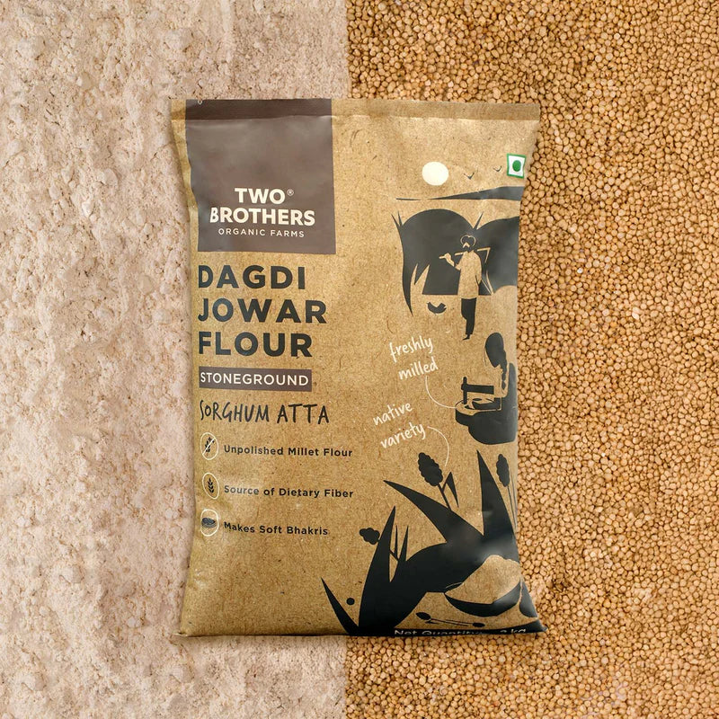 Jowar Flour | Dagdi Jowar Flour Stoneground (Sorghum Atta) - Natural - Gluten Free, Dietary Fibre & Diabetic Friendly - Two Brothers – 2000gm