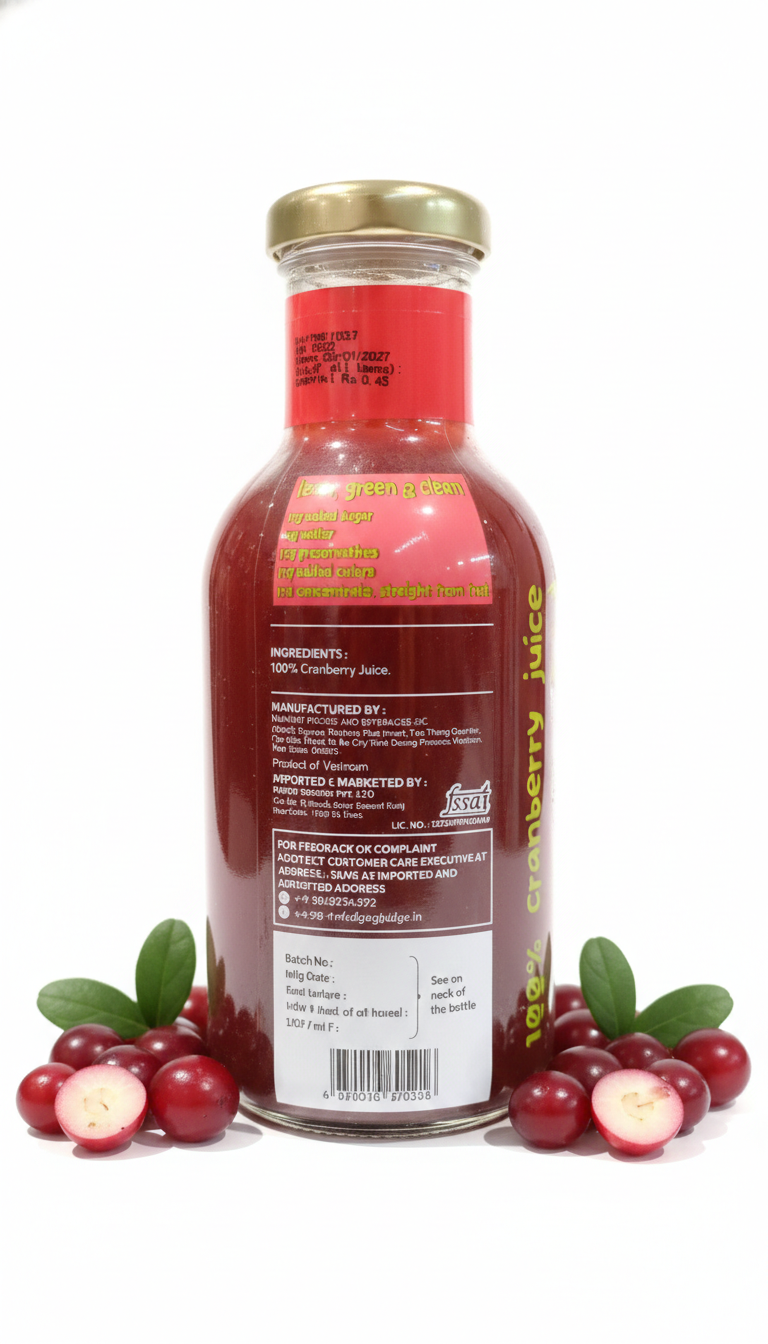 Juice | Cranberry Unleashed -100% Cranberry Juice- No Added Sugar, No Water, No Preservatives & No Concentrate -No Filter - 355ml