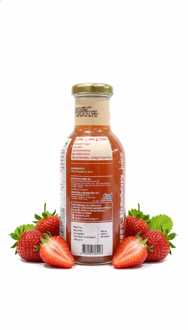 Juice | Sinless Strawberry -100% Strawberry Juice- No Added Sugar, No Water, No Preservatives & No Concentrate -No Filter - 355ml
