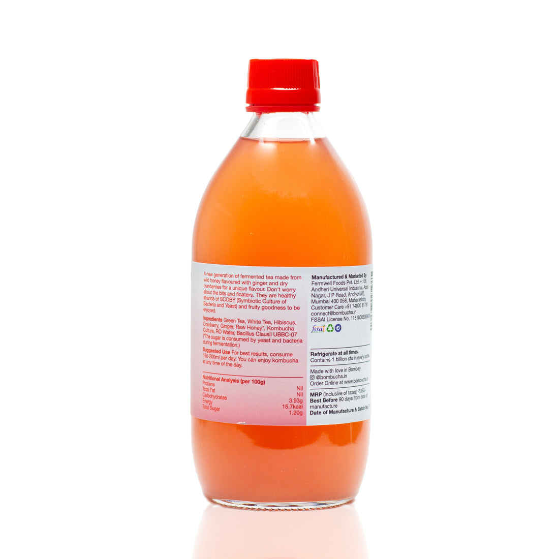 Jun Kombucha With Ginger & Cranberry - Bombucha 500ml