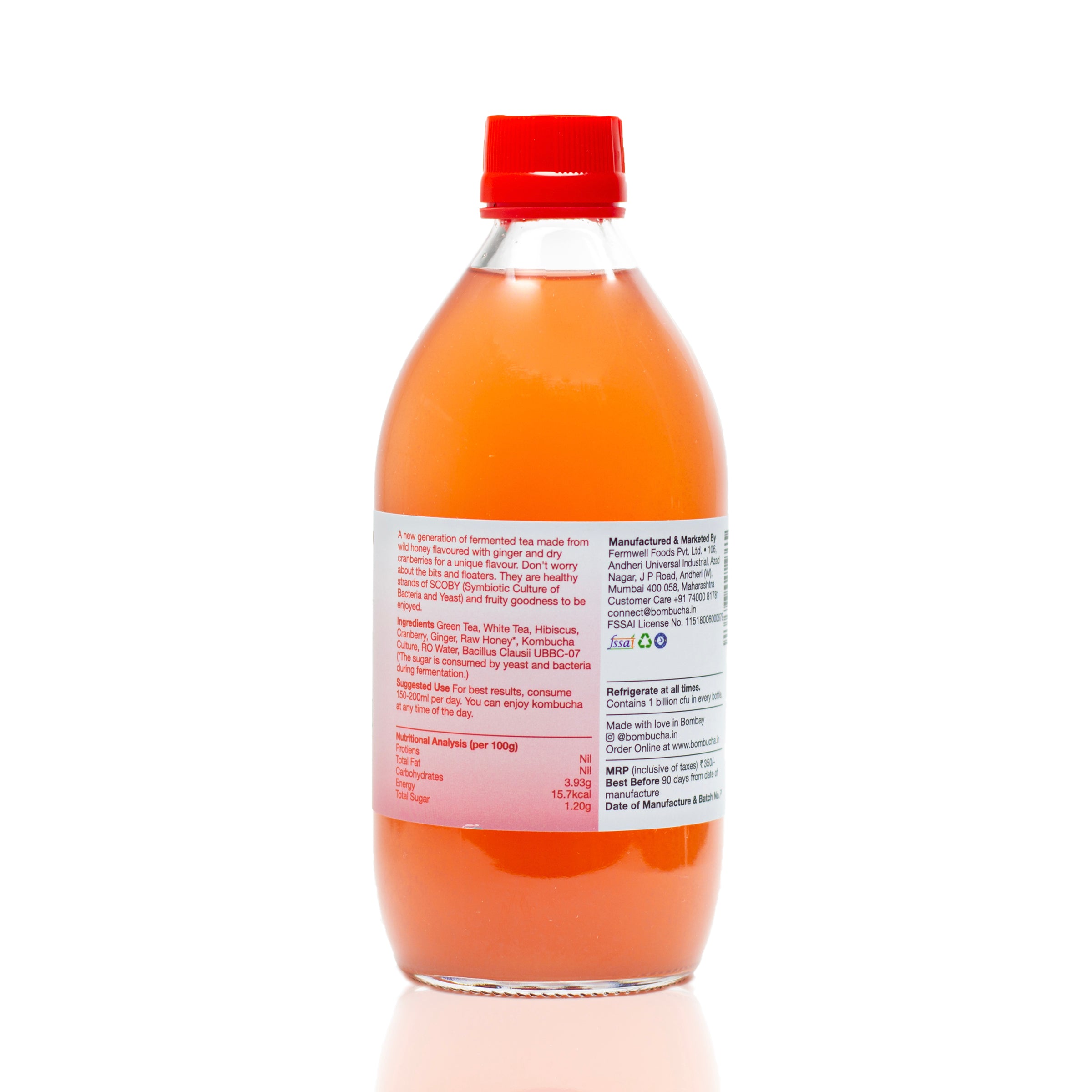 Jun Kombucha With Ginger & Cranberry - Bombucha 500ml