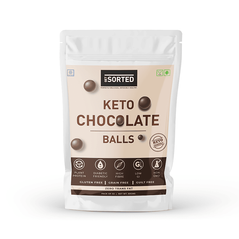 Chocolate Balls | Vegan, Gluten Free, Sugar Free, Keto Friendly, Diabetic Friendly, Guilt Free, Maida Free, No Additives & Grain Free - Get Sorted - Pack Of 2 - 60gm